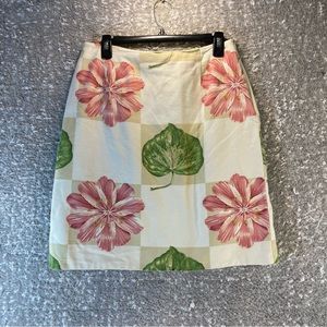 J McLaughlin Floral Print Pencil Straight Skirt Beige Multicolor Size 12